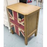 SIDE CHEST, three drawers in Union Jack finish, 54cm W x 41cm D x 73cm H.