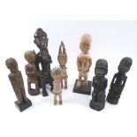 COLLECTION OF TRIBAL FIGURES, eight various, carved wood,