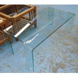 LOW TABLE, in tempered glass, 42cm x 116cm x 61cm (with faults).