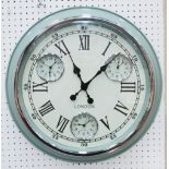 TIME ZONES WALL CLOCK, with three insert world clocks, metal casing,