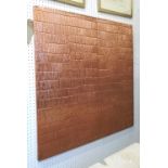 COPPER PLAQUE, square corrugated copper, 90cm x 90cm.