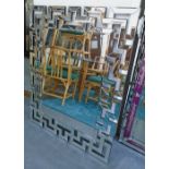 MIRROR, bevelled plate, with geometric Greek key mirrored surround,