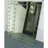 MIRRORS, a pair, bevelled with studded mirrored border, 100cm x 70cm.