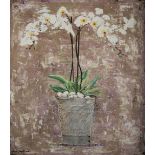 KEN DAVIS, 'Orchids', mixed media on board, signed and dated lower left, 104cm x 81cm.