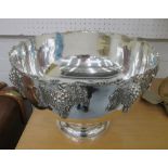PUNCH BOWL, Georgian style, plated, with grape decoration, 39cm diam.