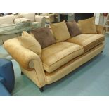 SOFA, by Andrew Martin, in gold velvet upholstery, 103cm D x 245cm W x 81cm H.