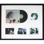 THE DOORS, signed vinyl and photoprints, framed, 84cm x 99cm.