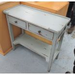 SIDE/KITCHEN TABLE, shabby chic design, blue painted, with two drawers and shelf below,