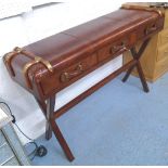 LEATHER CONSOLE SIDE TABLE, Ralph Lauren design, stitched tan leather finish,