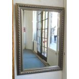 WALL MIRROR, rectangular moulded silvered frame, 105cm x 76cm.