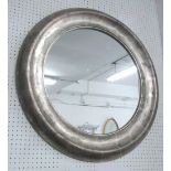 CIRCULAR MIRROR, by Julian Chichester, silvered finish, 89cm diam.