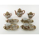 ORIENTAL SATSUMA TEAWARES, comprising teapot, milk jug and sugar bowl,