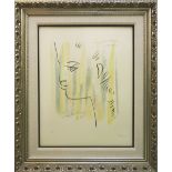 JEAN COCTEAU, 'Example du coloriage nouveau', lithograph in colours, signed, dated 1958,