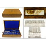 CANTEEN OF SILVER CUTLERY, twelve place setting, King's pattern by Elkington & Co.