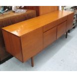 SIDEBOARD, 1970's teak with two drawers and four cupboards, 198cm x 46cm D x 74cm H.