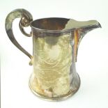 SILVER WATER JUG, late Victorian, of slight tapering form with scroll handle, London 1899,