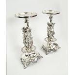 VICTORIAN SILVER PLATED CENTRE PIECES, a pair,