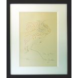 JEAN COCTEAU, 'Tête en profil', original lithograph in colours on cream Arches paper,