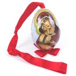 RUSSIAN PORCELAIN EASTER EGG, hand-painted mother of God and baby Christ,