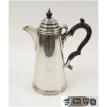 SILVER COFFEE POT, Queen Anne Revival, of cylindrical tapering form, composite handle and finial,