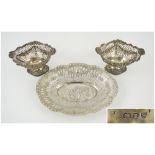 BON BON BASKETS, a pair, Victorian, of footed, shaped oval form,