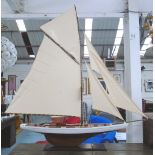 MODEL SAILING YACHT, 143cm L x 150cm H.