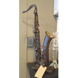 SAXOPHONE SCULPTURE, bronze, with integral stand, 70cm H overall.