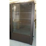DISPLAY CABINET, dark wood with glass doors and shelves and lights, 102cm W x 45cm D x 177cm H,