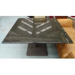 DINING TABLE, black marble top on a metal base, 120cm W x 120cm D x 76cm H.