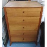 CONRAN CHEST, having five drawers on splayed feet, 70cm W x 50cm D x 105cm H.