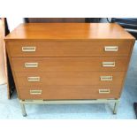 CHEST, 1970's G Plan teak, of four long drawers on metal base stamped G Plan, 43cm x 92cm x 78cm H.