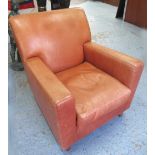 CONRAN ARMCHAIR, with tan leather upholstery, 80cm W.