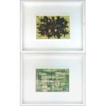 HAYDEN, 'Abstract', a pair, oils on panel, 30cm x 22cm, framed and glazed.