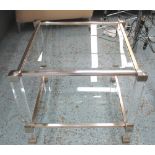 PIERRE VANDEL COFFEE TABLE, square two tier glass with lucite supports, matching previous lot,