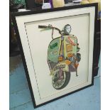 DECOUPAGE OF SCOOTER, framed and glazed, 90cm x 72cm.