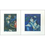 AFTER MARC CHAGALL, 'Lovers in Blue' and 'The Flying Sleight', a pair of offset lithographs, 19.