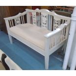 DAY BED, Malaysian teak, in a white painted finish, 155cm x 95cm x 85cm (with faults).