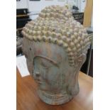 BUDDHA HEAD FIGURE, weathered coloured finish, in ceramic, 59cm H x 38cm W.