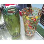 GLASS VASES, two, Murano style, 31cm and 33cm H.