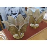VINTAGE ITALIAN MURANO RUGIADOSO TABLE LAMPS, a pair, bronzed effect finish, of floral form,