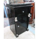 CABINET, Empire style, in black with drawer and cupboard below, with marble top,