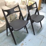 SAWBUCK STYLE DINING CHAIRS, a set of ten, originally designed by Hans Wegner,