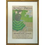 PHILADELPHIA SUNDAY PRESS POSTER, mounted and framed, 71cm H x 52cm W overall.