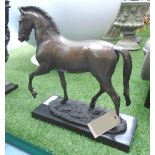 BRONZE HORSE, on a marble base, 52cm L.