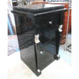 CABINET, Empire style, in black with drawer and cupboard below, with marble top,
