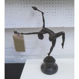 BRONZE STATUE, Art Deco style, of a dancer, 42cm H.