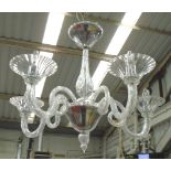 MURANO CHANDELIER, having five rope twist arms, in clear glass, 80cm W. x 56cm H (with faults).