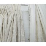 CURTAINS, a pair, in crushed silk, lined and interlined, each 240cm W gathered x 332cm drop.