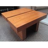 LOW TABLE, of minimalistic design, in a veneered wood finish,