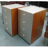 BEDSIDE CHESTS, a pair, contemporary, silvered metal,